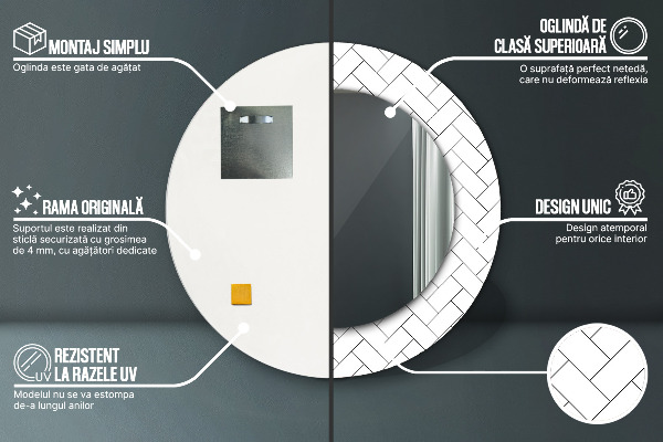 Round wall mirror design Herringbone