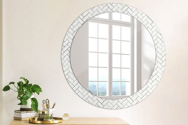 Round wall mirror design Herringbone