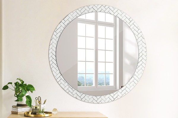 Round wall mirror design Herringbone