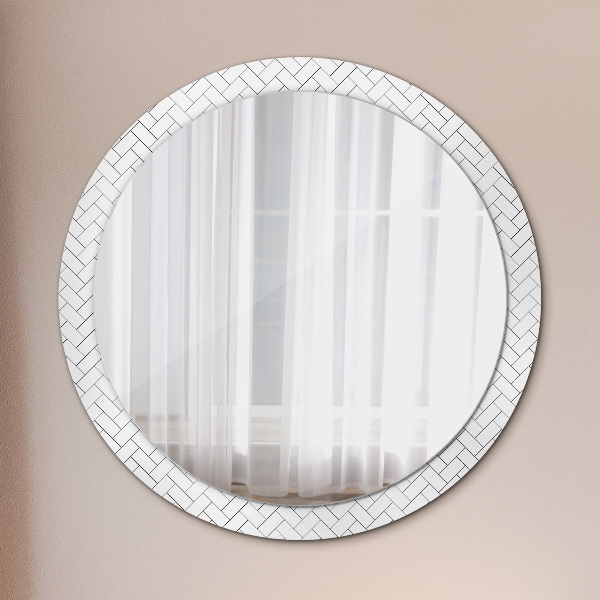 Round wall mirror design Herringbone