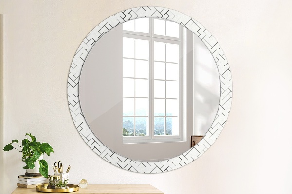 Round wall mirror design Herringbone