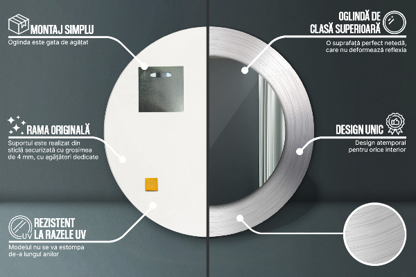 Round wall mirror design Shiny steel