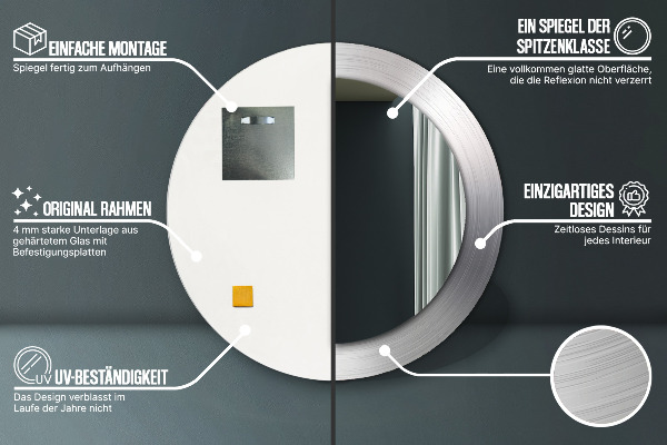 Round wall mirror design Shiny steel