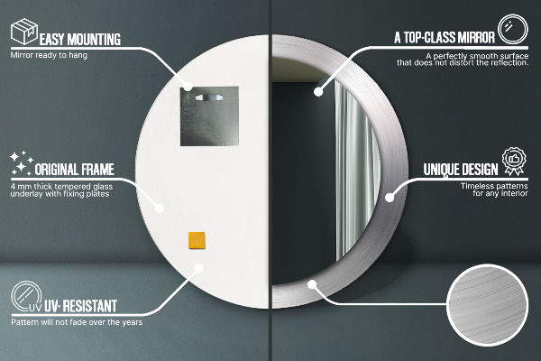 Round wall mirror design Shiny steel