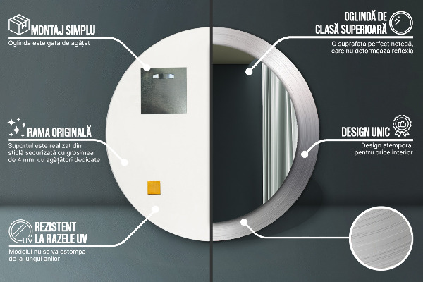 Round wall mirror design Shiny steel