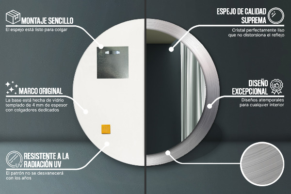 Round wall mirror design Shiny steel