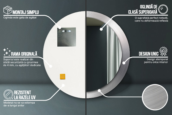 Round wall mirror design Shiny steel