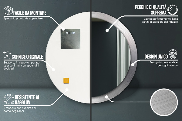 Round wall mirror design Shiny steel