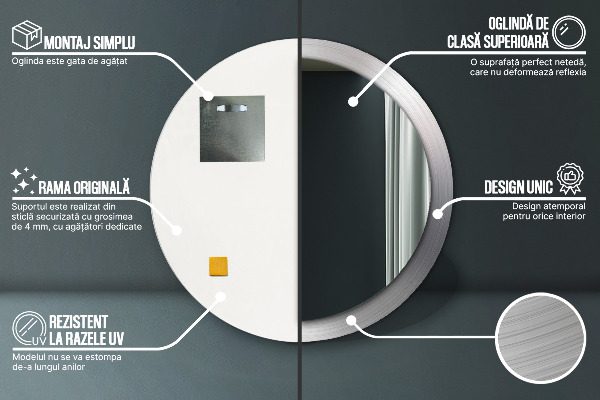 Round wall mirror design Shiny steel