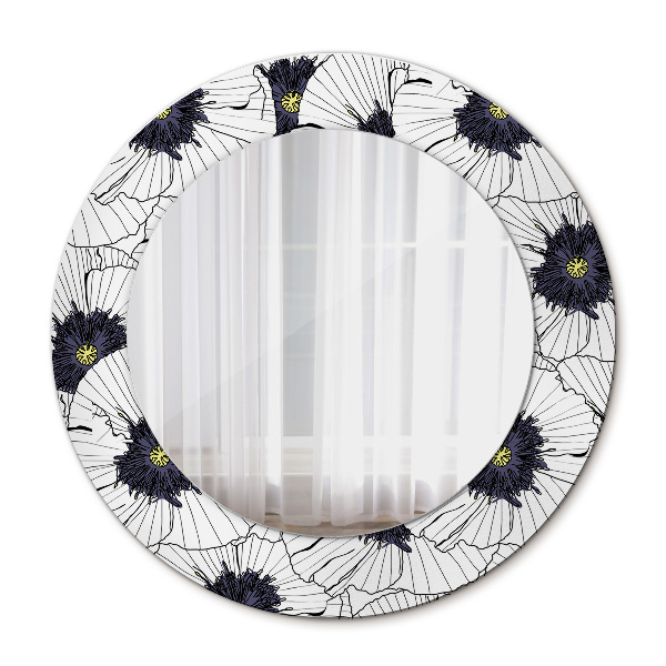 Round wall mirror design Linear flowers composition