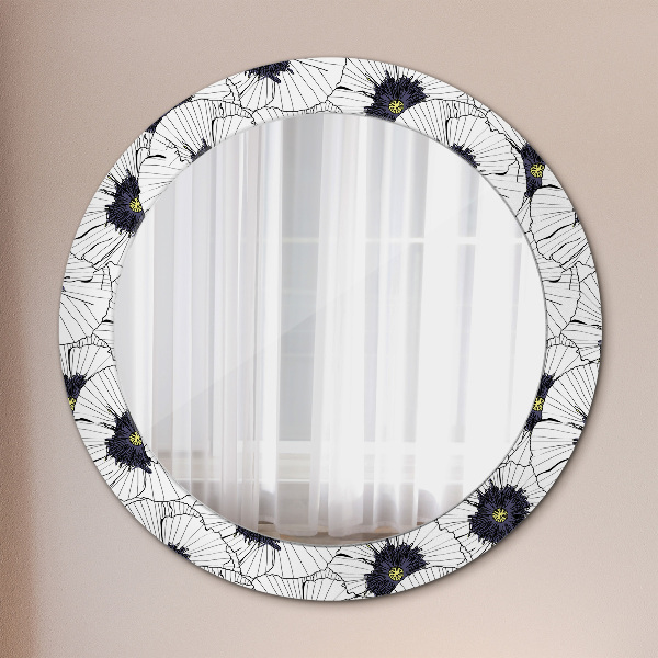 Round wall mirror design Linear flowers composition