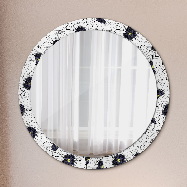 Round wall mirror design Linear flowers composition