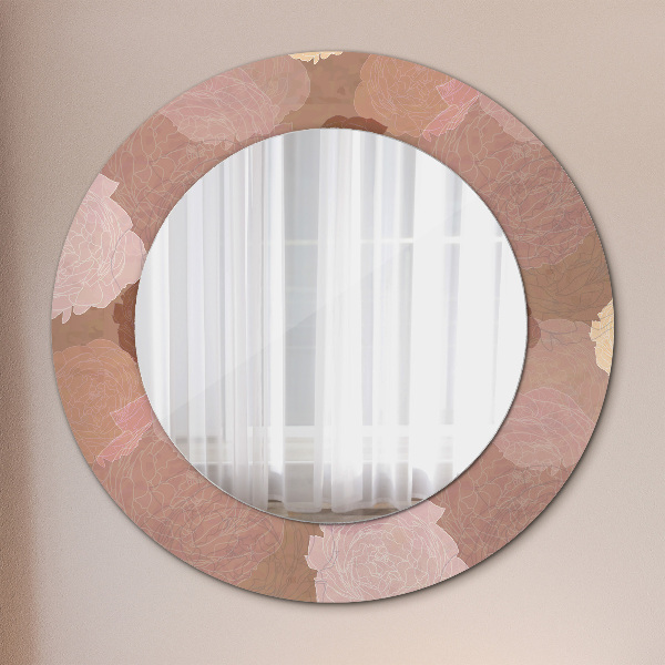 Round printed mirror Roses composition