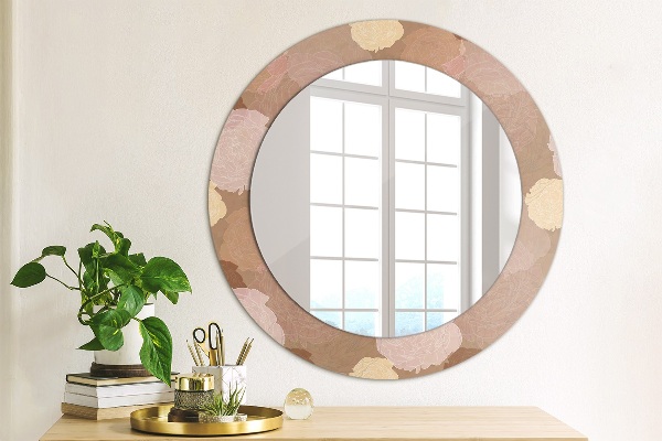 Round printed mirror Roses composition