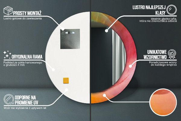 Round printed mirror Hypnotic spiral