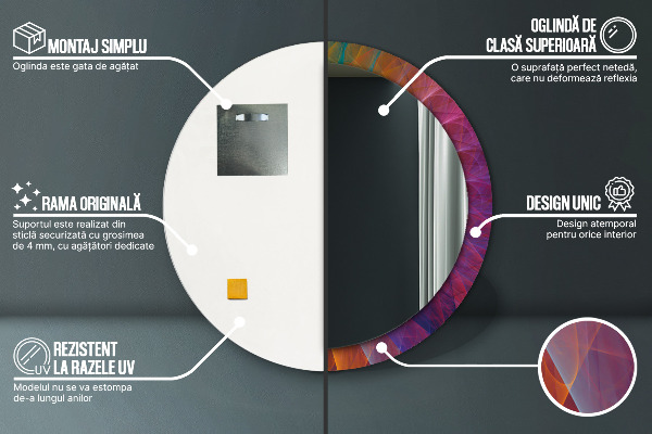 Round printed mirror Hypnotic spiral