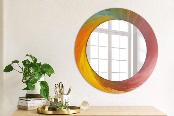 Round printed mirror Hypnotic spiral