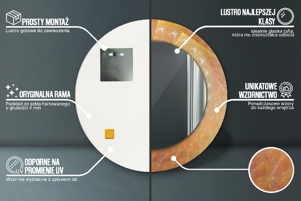 Round printed mirror Spiral abstraction