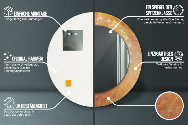 Round printed mirror Spiral abstraction