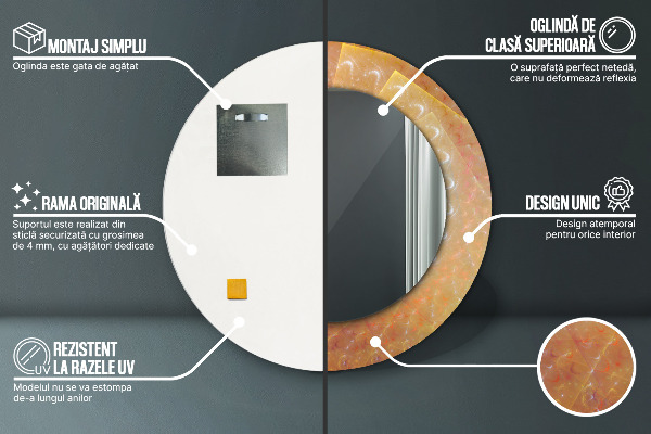 Round printed mirror Spiral abstraction