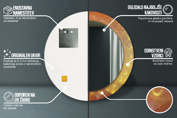 Round printed mirror Spiral abstraction