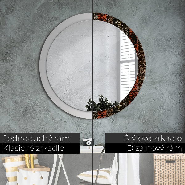 Round printed mirror Grunge abstract pattern