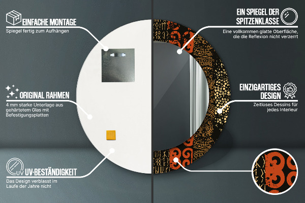 Round printed mirror Grunge abstract pattern