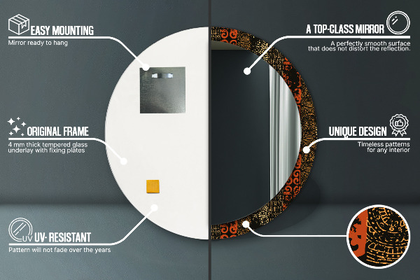 Round printed mirror Grunge abstract pattern