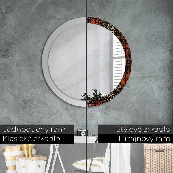 Round printed mirror Grunge abstract pattern
