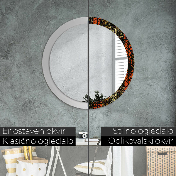 Round printed mirror Grunge abstract pattern
