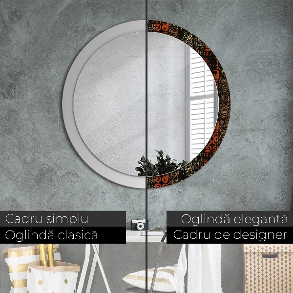 Round printed mirror Grunge abstract pattern