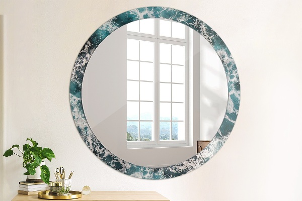 Round mirror frame with print Stormy sea