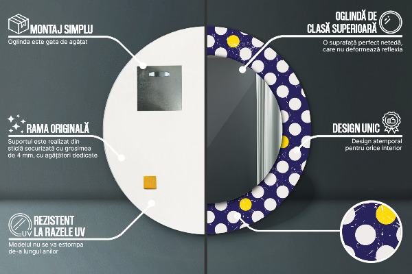 Ornate framed mirror Retro dots