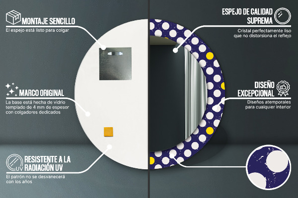 Ornate framed mirror Retro dots