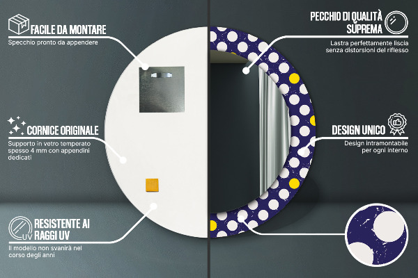 Ornate framed mirror Retro dots