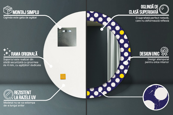 Ornate framed mirror Retro dots