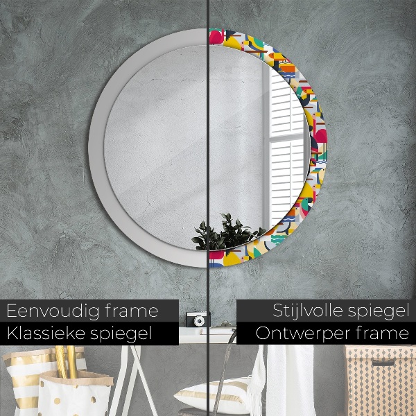 Ornate framed mirror Geometric tropical birds