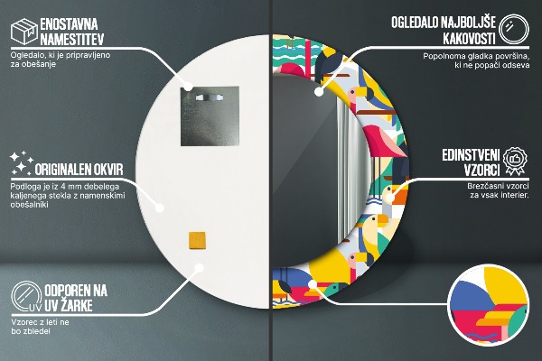 Ornate framed mirror Geometric tropical birds