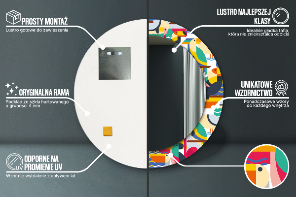 Ornate framed mirror Geometric tropical birds