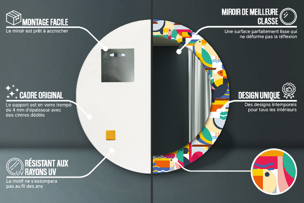 Ornate framed mirror Geometric tropical birds