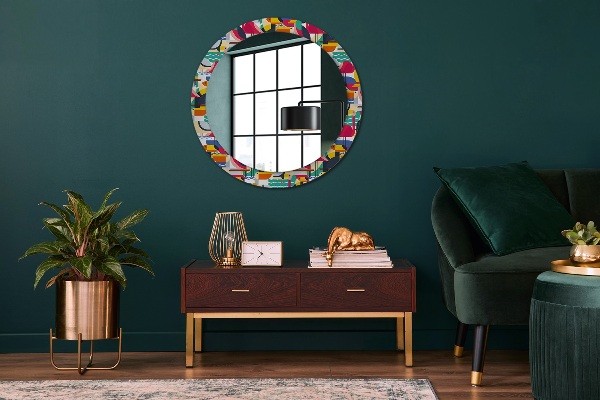 Ornate framed mirror Geometric tropical birds