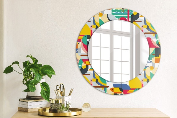 Ornate framed mirror Geometric tropical birds