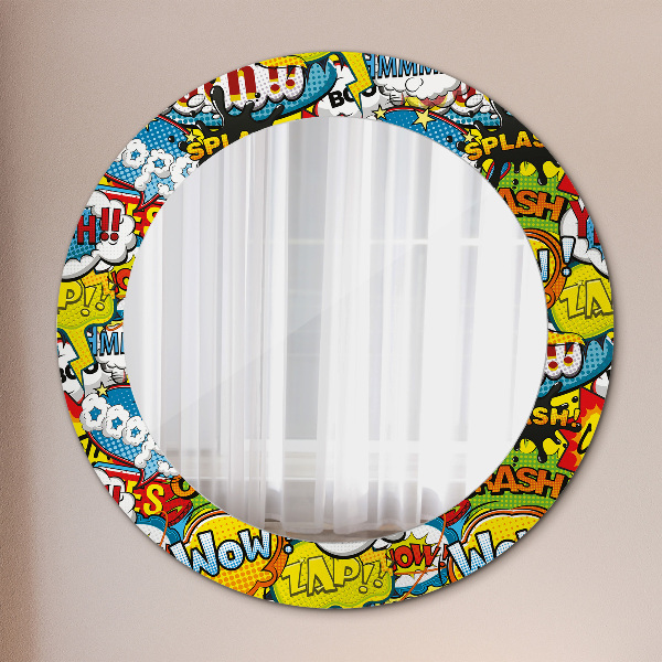 Round mirror frame with print Comic style pattern