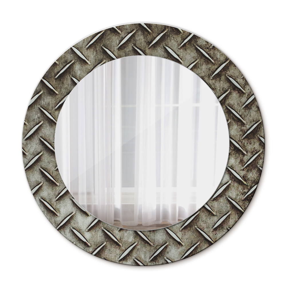Round mirror frame with print Steel texture