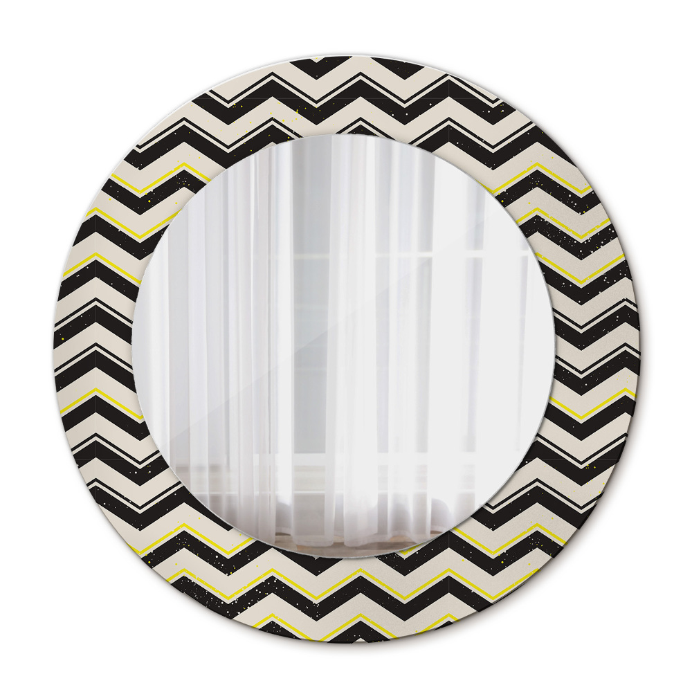 Round wall mirror design Zigzag pattern