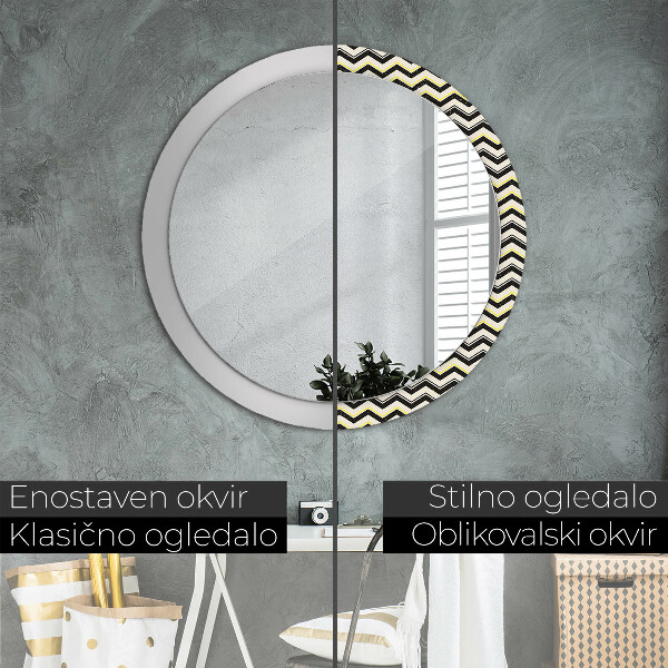Round wall mirror design Zigzag pattern