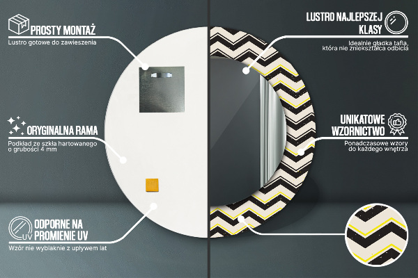 Round wall mirror design Zigzag pattern