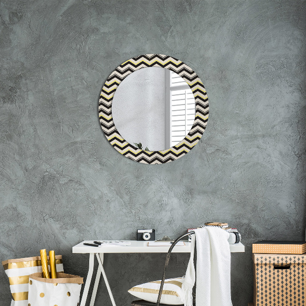Round wall mirror design Zigzag pattern
