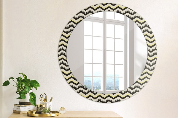 Round wall mirror design Zigzag pattern