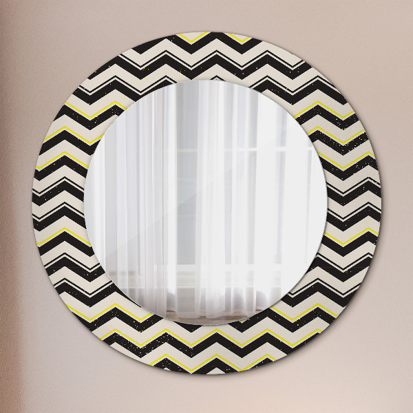 Round wall mirror design Zigzag pattern
